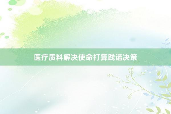 医疗质料解决使命打算践诺决策